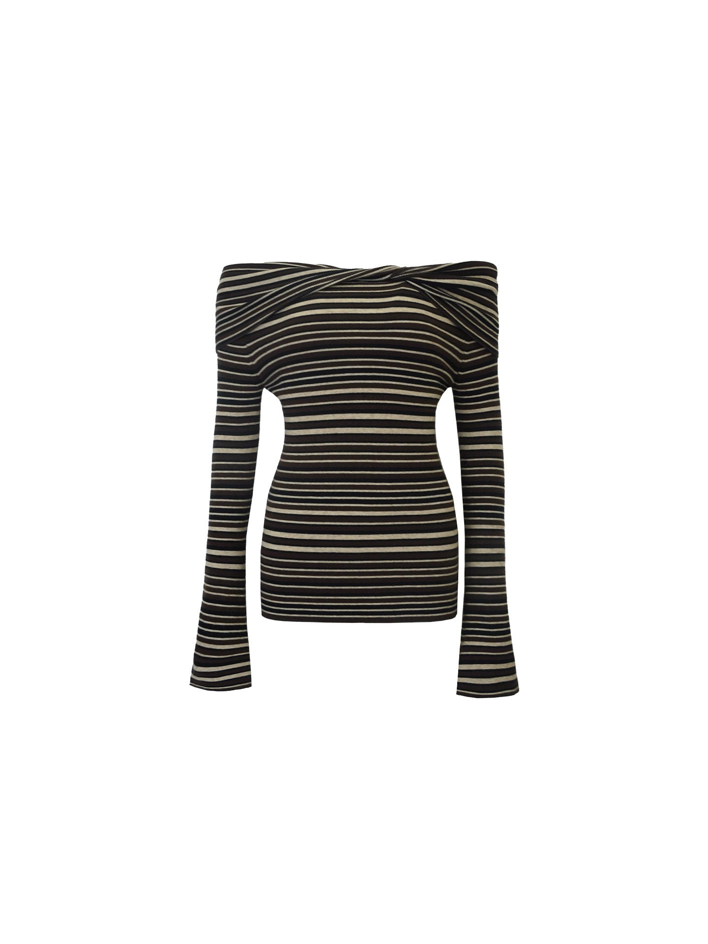 Wine Noon Slanted Shoulder Stripe Slim Knit – Fall/Winter