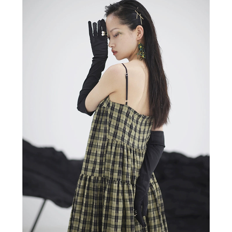Comfortable Plaid Printed Camisole Skirt