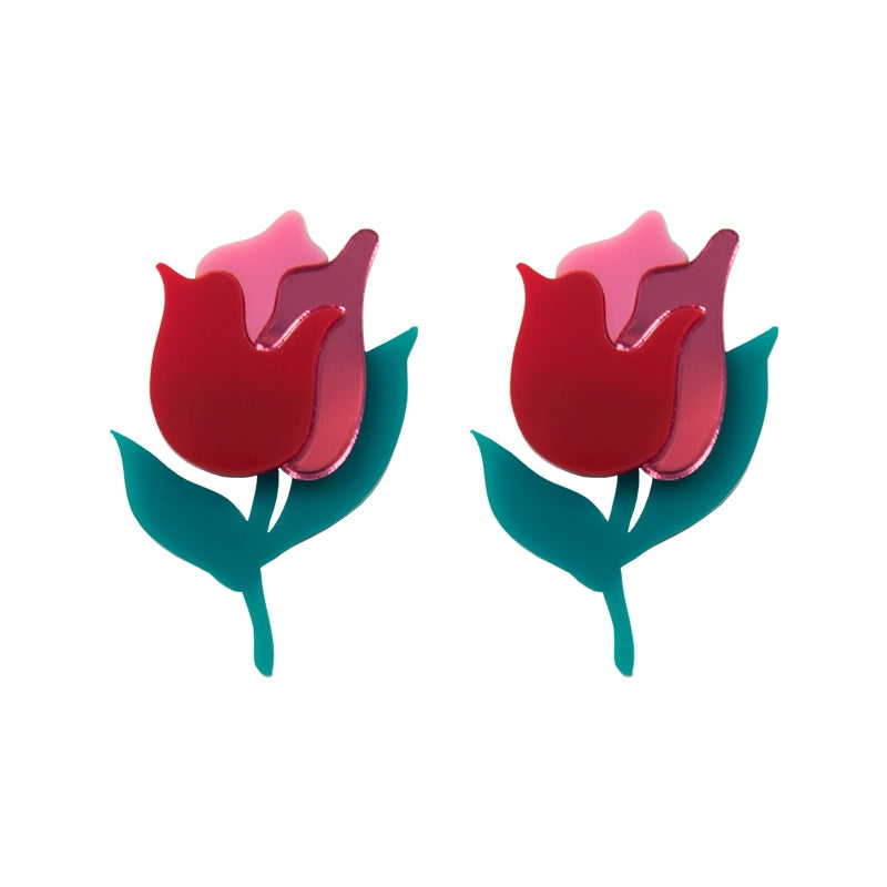 Orecchini acrilici di tulipano retrò giapponese