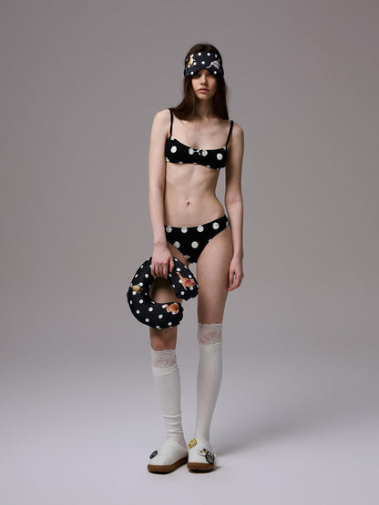 Polka Dot Lace Bralette Set