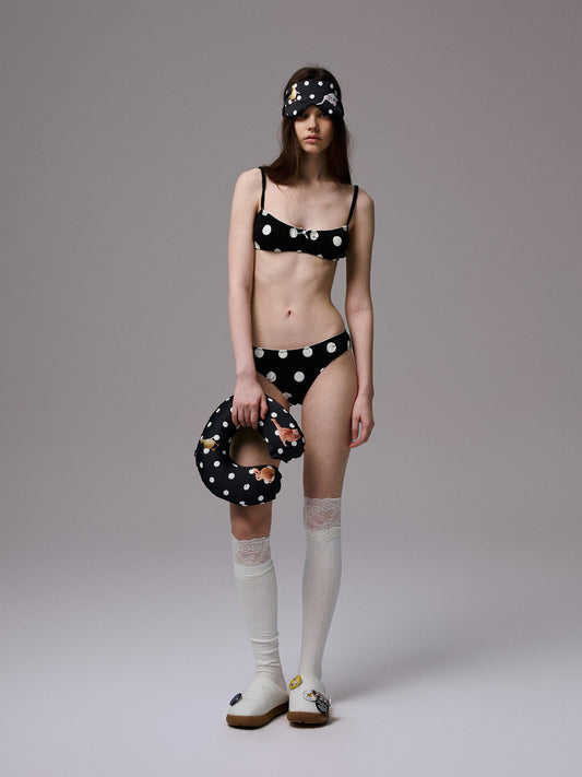 Polka Dot Lace Bralette Set
