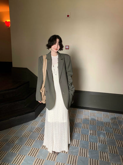 Moonlight Cicada Sheer Lace Long Dress with Anti-Exposure Slip – Vintage Romance