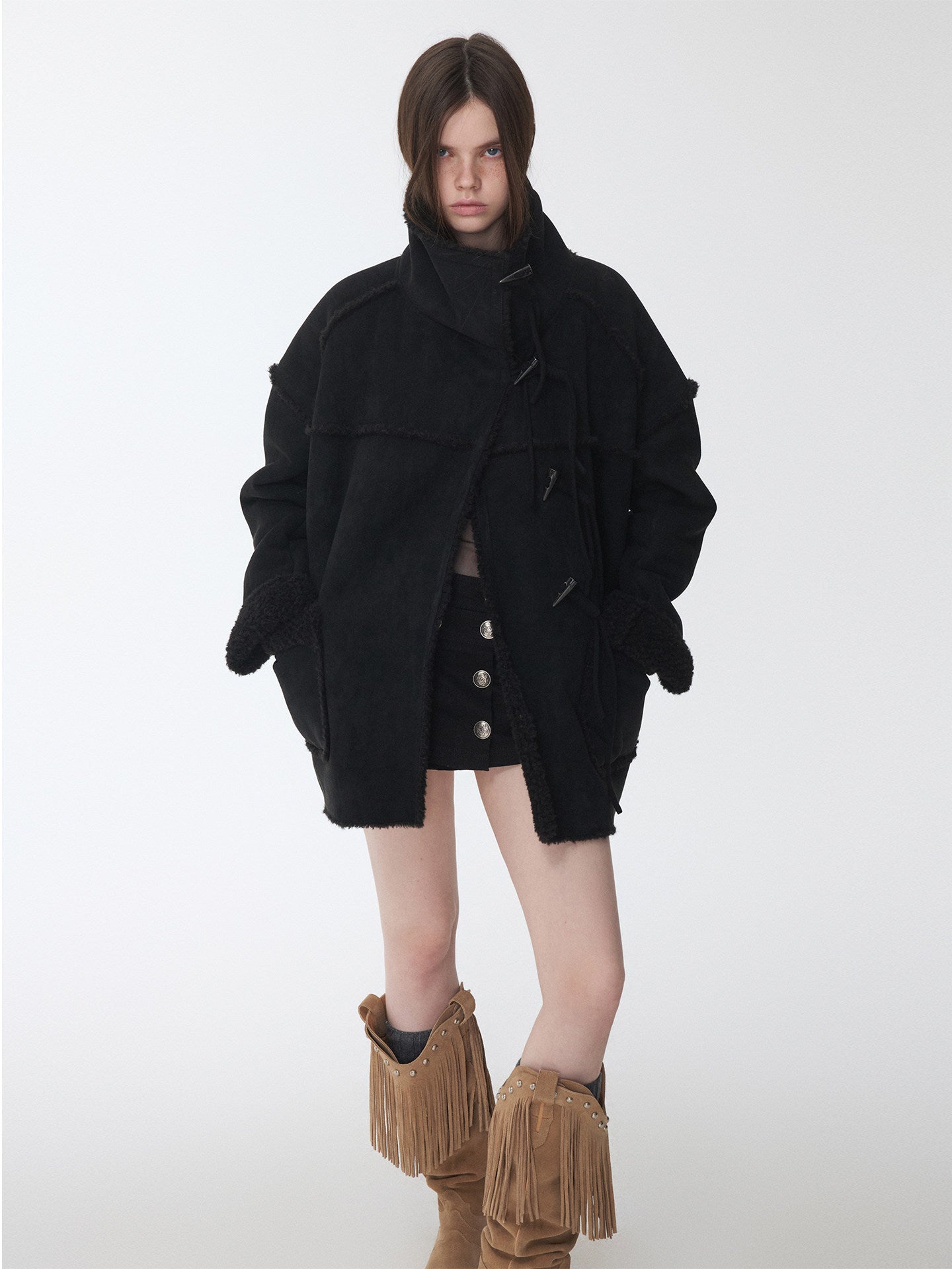 Stand-Collar Reversible Fur Coat