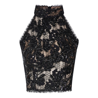 Enchanting Noir Lace Vest