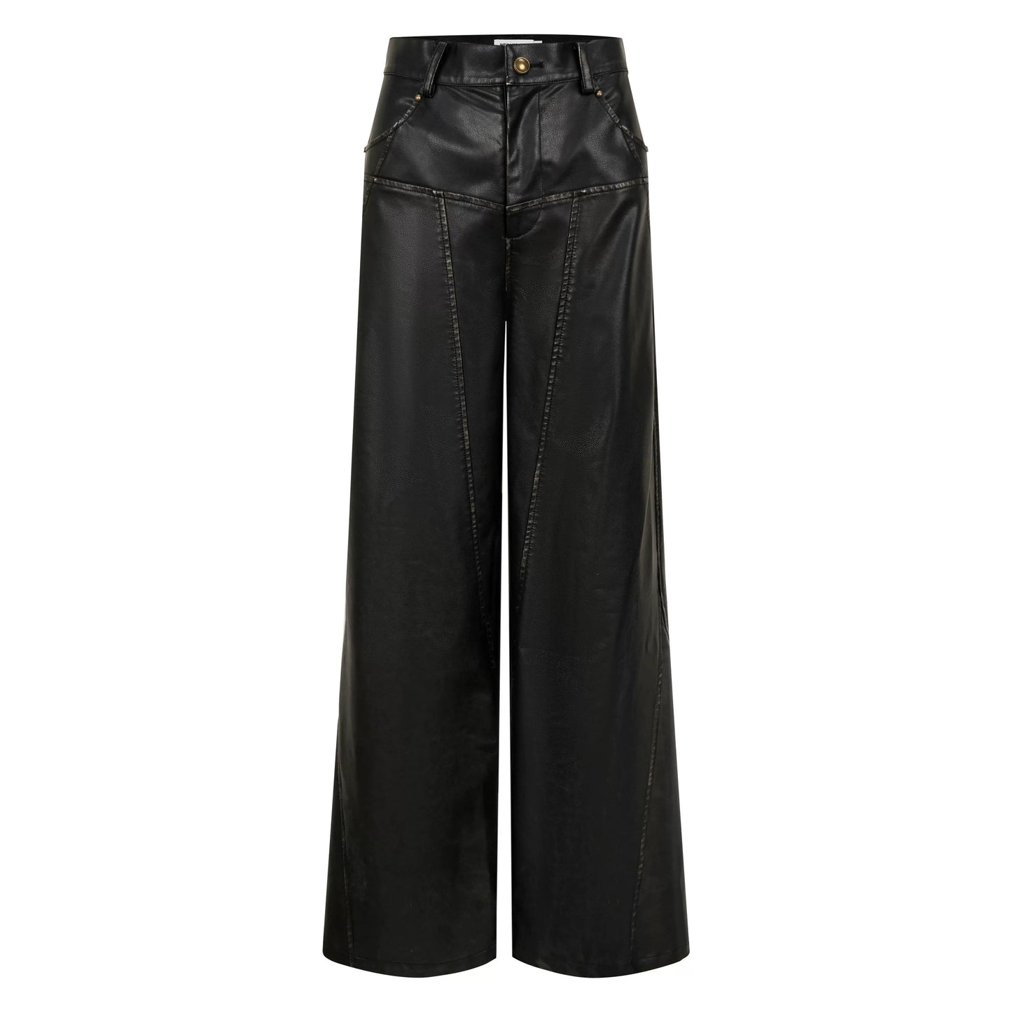 Design original polyvalent toutes les saisons lavage noir et essuyer un pantalon en cuir à jambe droite en cuir pour les femmes