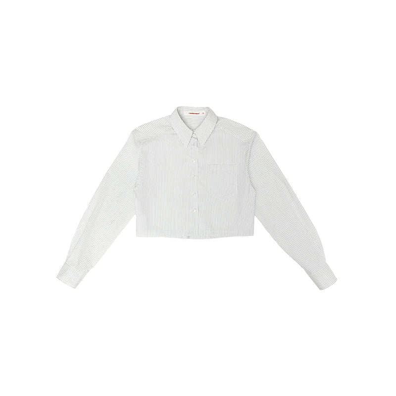 Cropped Loose Casual Striped Shirt – Long Sleeve Fall/Winter Layering
