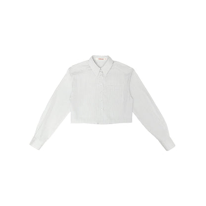 Cropped Loose Casual Striped Shirt – Long Sleeve Fall/Winter Layering