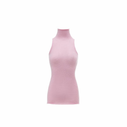 Mohair Sleeveless Turtleneck Knit Top