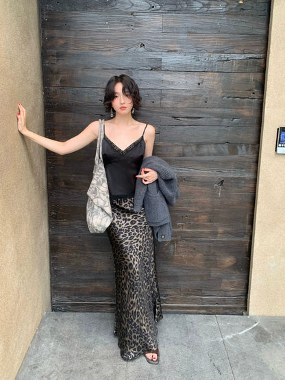 Ethereal Charm Leopard Print Fishtail Midi Skirt – Hong Kong Retro Autumn