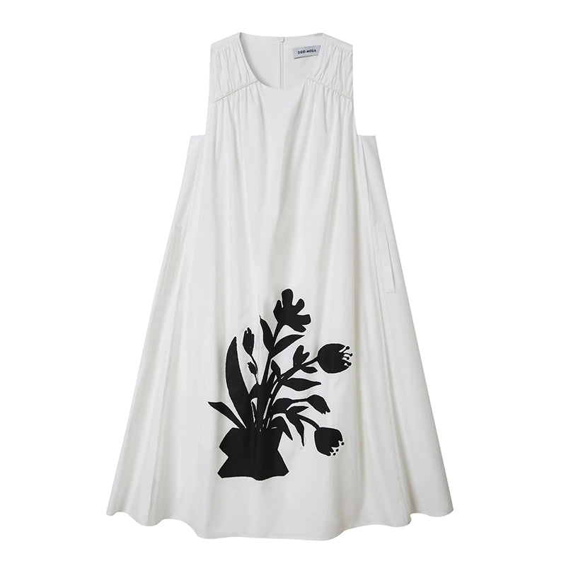 Silver Flower A-Line Dress