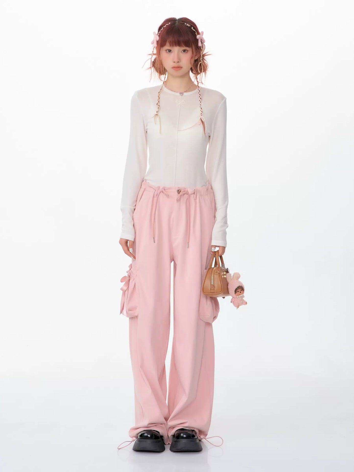 High Waist Bow Pocket Loose Pants | Retro Spring/Summer Wide-Leg Style