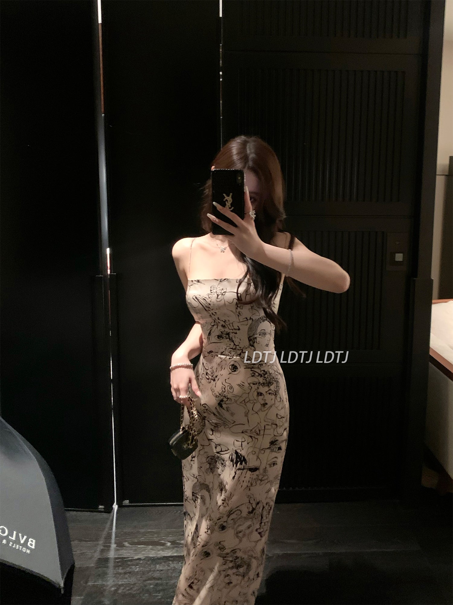 Silk Resort Slit Cami Dress