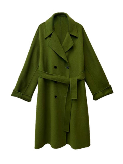French Retro 100% Wool Tweed Midi Coat – Loose Classic Jacket