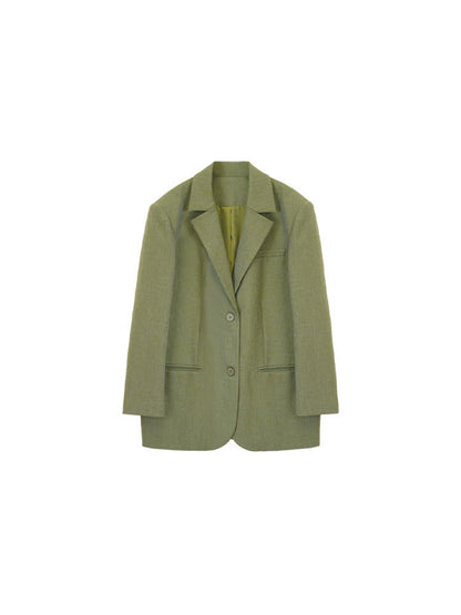 Moss Trace Wool-Blend Blazer – Hong Kong Retro Autumn/Winter Tailoring