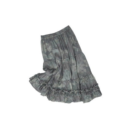 Camouflage Ruched Midi Skirt