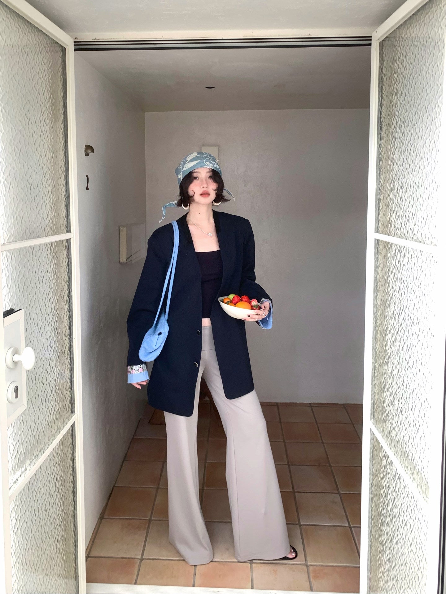 Floral Wool-Blend Oversized Blazer Coat
