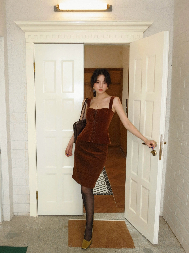 High-Waisted Corduroy Skirt