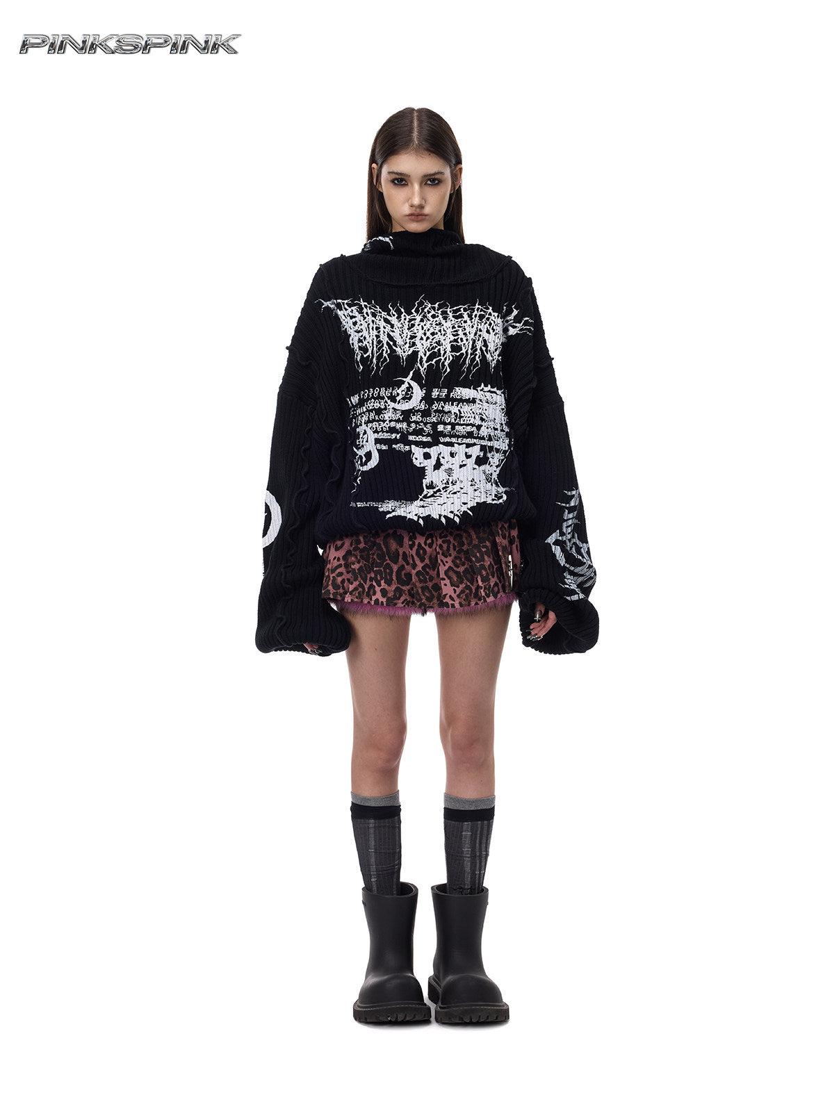 Structured Patchwork Hooded Street Punk Y2K Knit