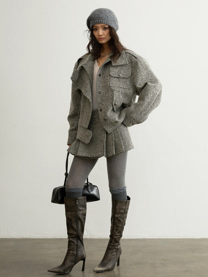 Oversized Herringbone Wool Jacket | Urban Workwear 25AW Coat