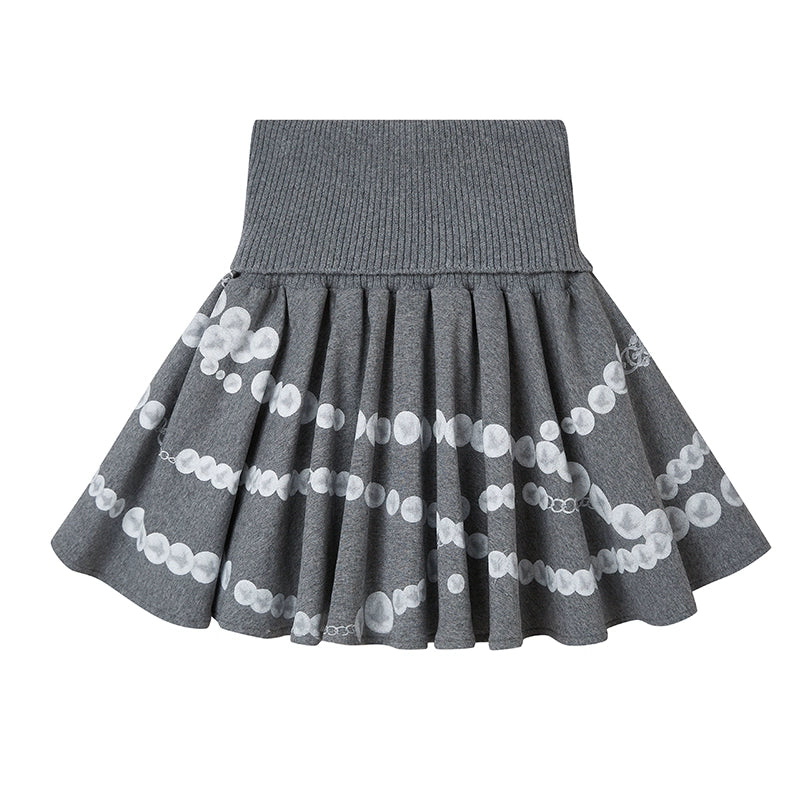 Pearl Print Knitted A-Line Skirt