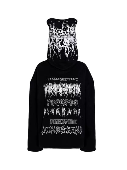 Monogram Print Oversized Hooded Y2K Streetwear Sweatshirt (Gender Neutral)