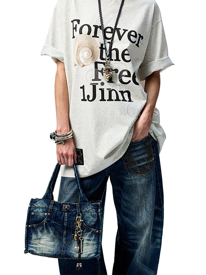 Hand-woven Leather Rope Natural Stone Metal Love Key Adjustable Long Necklace