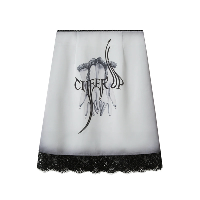 Gothic Lace Satin Skirt