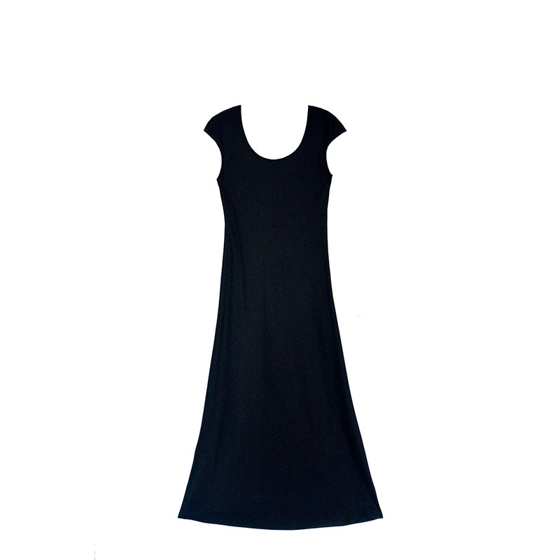 Robe longue noire diagonale