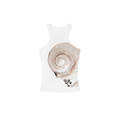 Summer Floral Rhinestone Racer Vest – Slim Fit Sleeveless Top