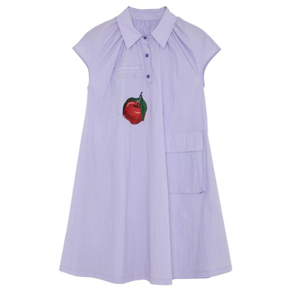Red Apple: Wrinkled Purple Shirt Dress