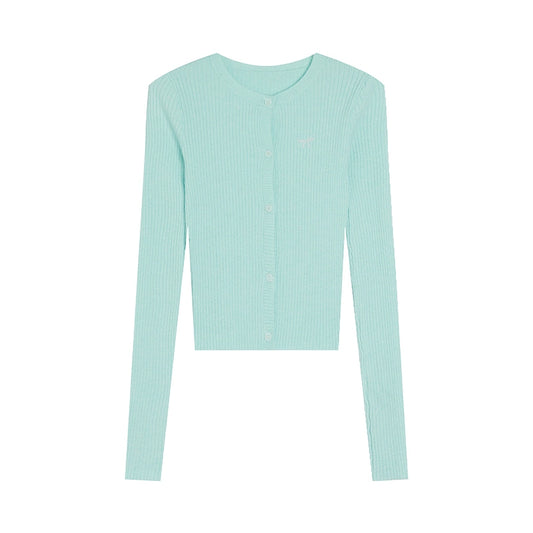 [Jennie Daily] Mint Knitted Cardigan - Women's Early Autumn Light Outerwear