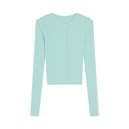 [Jennie Daily] Mint Knitted Cardigan - Women's Early Autumn Light Outerwear