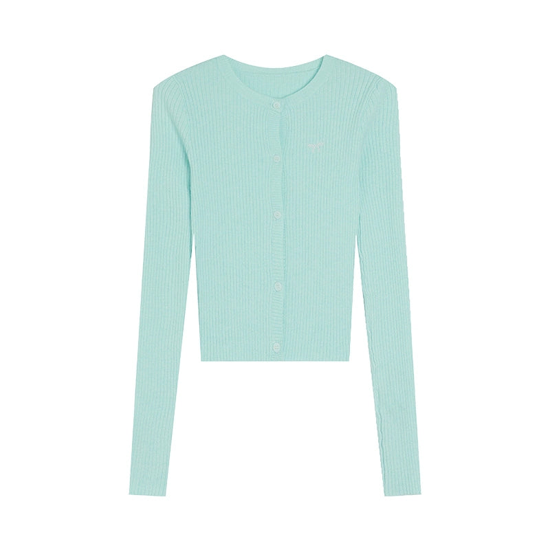 [Jennie Daily] Mint Knitted Cardigan - Women's Early Autumn Light Outerwear