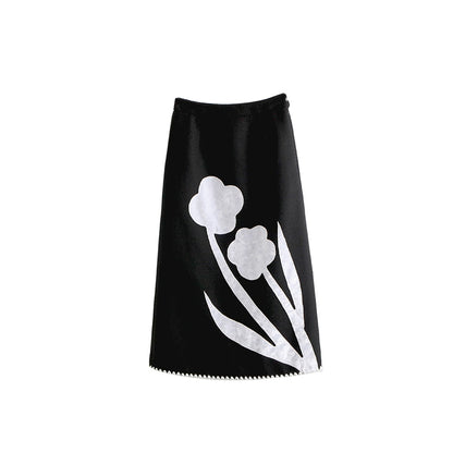 Flower Moonlight Velvet Half Wrap Skirt
