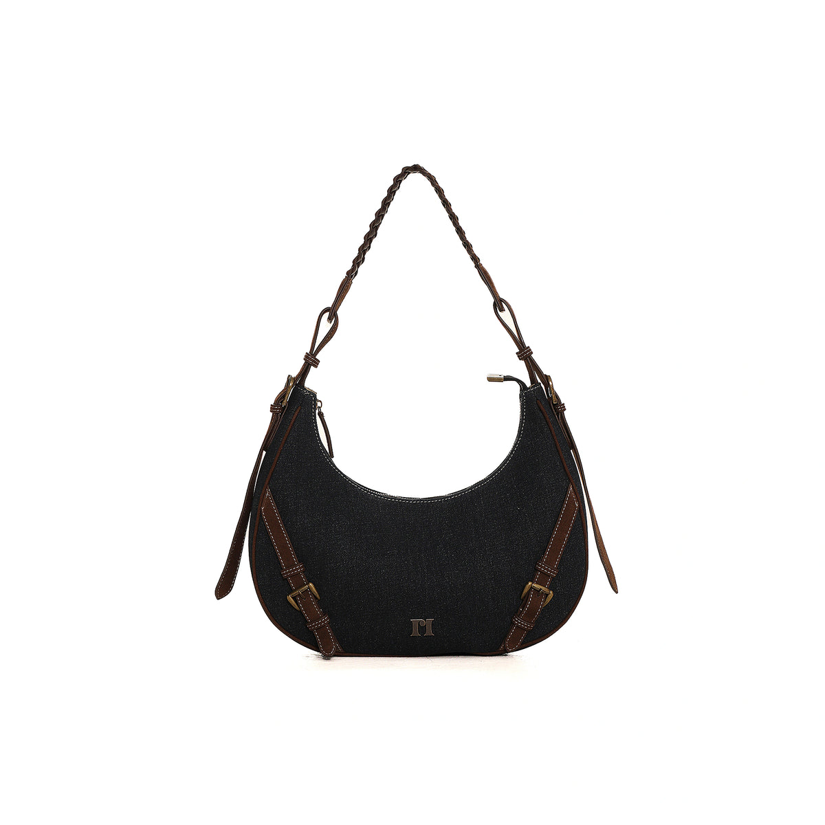 Twill Denim Patchwork Shoulder Bag