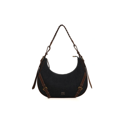 Twill Denim Patchwork Shoulder Bag