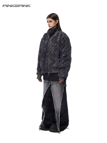 Electric Moon Blackmetal Patchwork Riveted Y2K Cotton Jacket