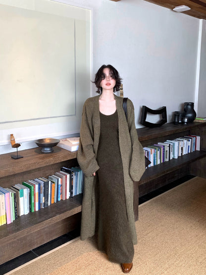 Lazy Knit Long Jacket – Hong Kong Retro Autumn/Winter Outerwear