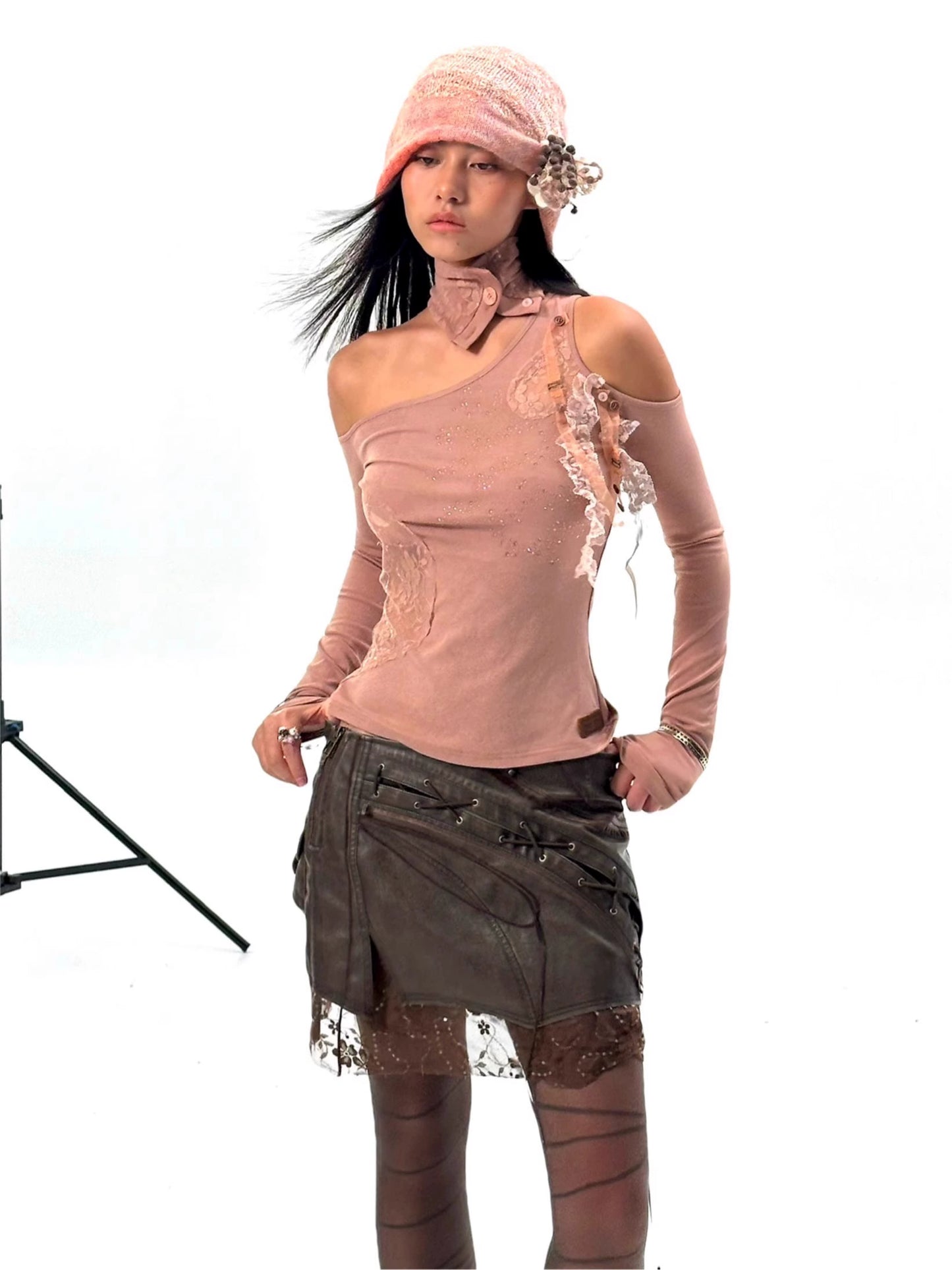 Lace Panel Stretch Top – Feminine Slim Fit