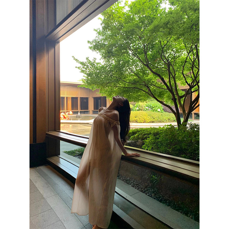 One-Shoulder Diamond Dress – Elegant Wedding Morning Gown