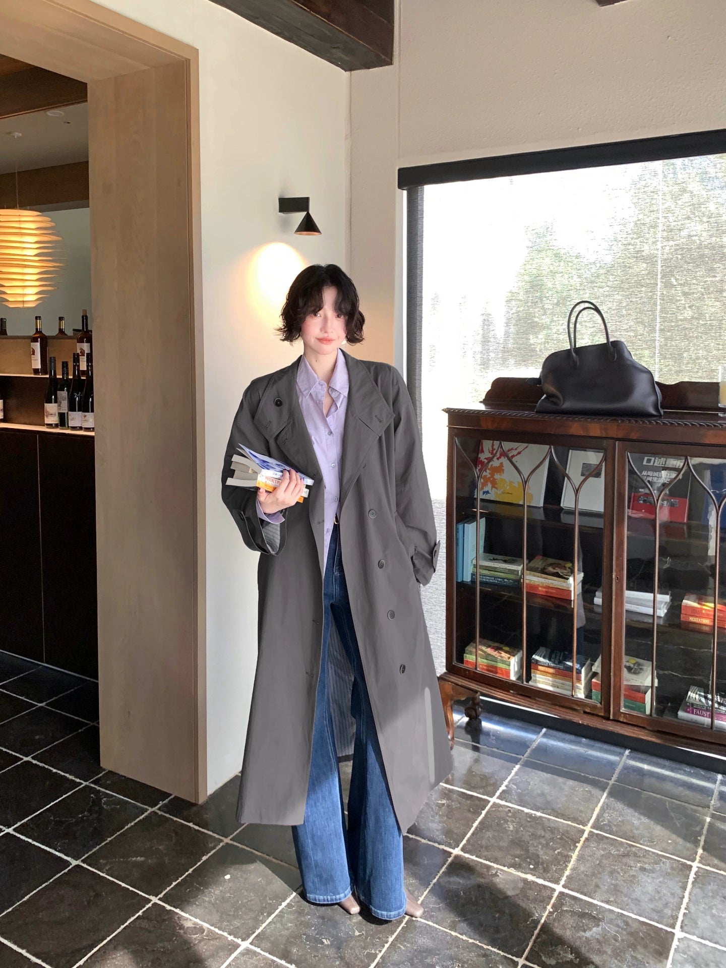 Gray Island Bookmarks 100% Cotton Trench Coat – Retro Autumn Edition