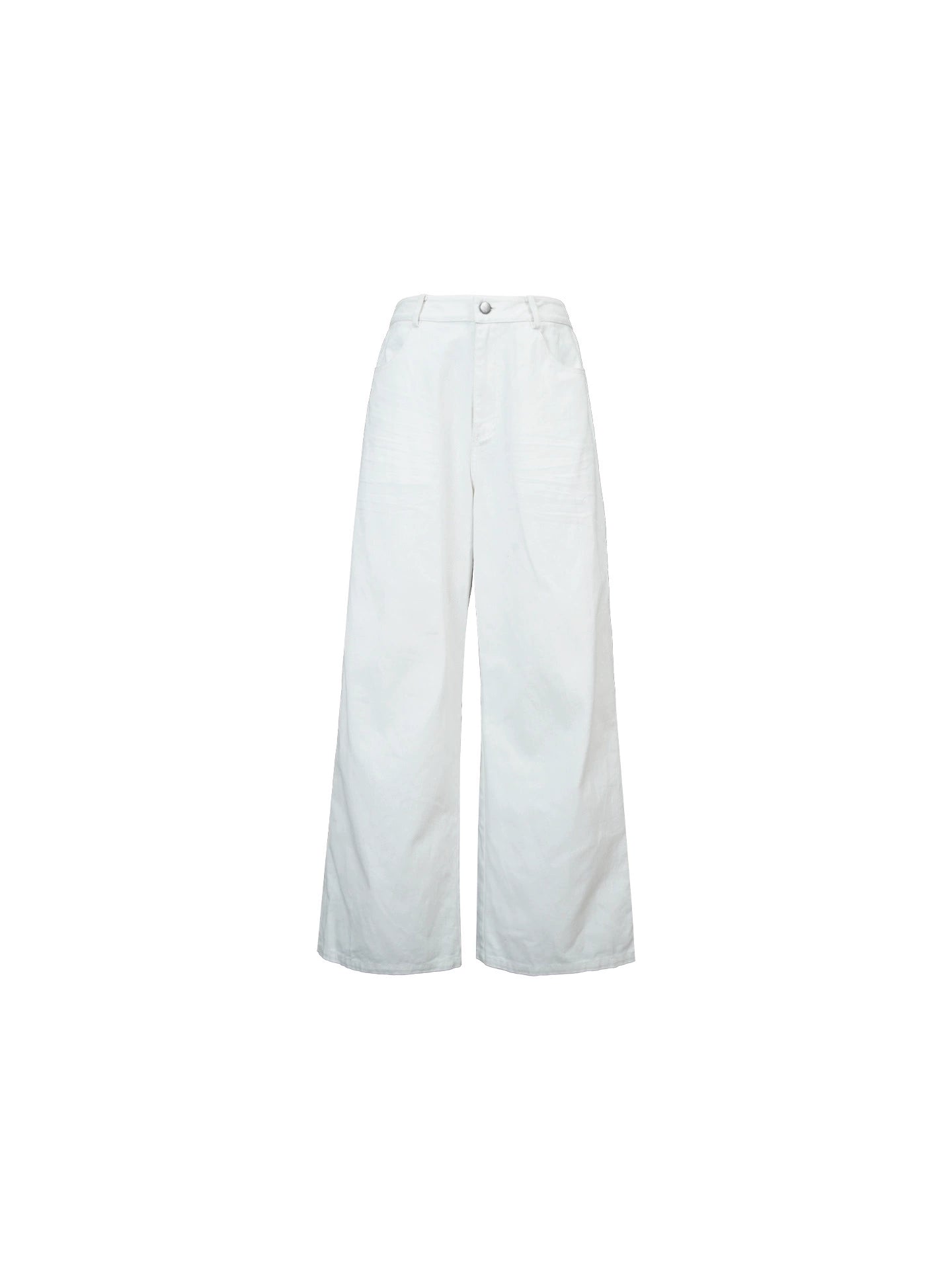 High-Waisted White Cotton Jeans – Hong Kong Retro Autumn Straight-Leg Fit