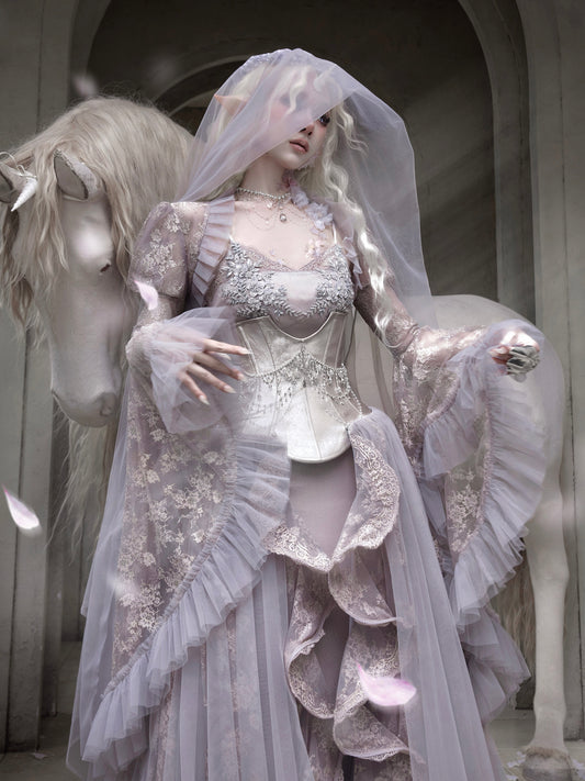 Fairy Lace Princess Vest | Elegant Puff Sleeve Layered Top