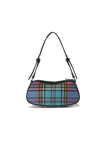 Punk Plaid Small Bag | Two-Tone Design with Chain