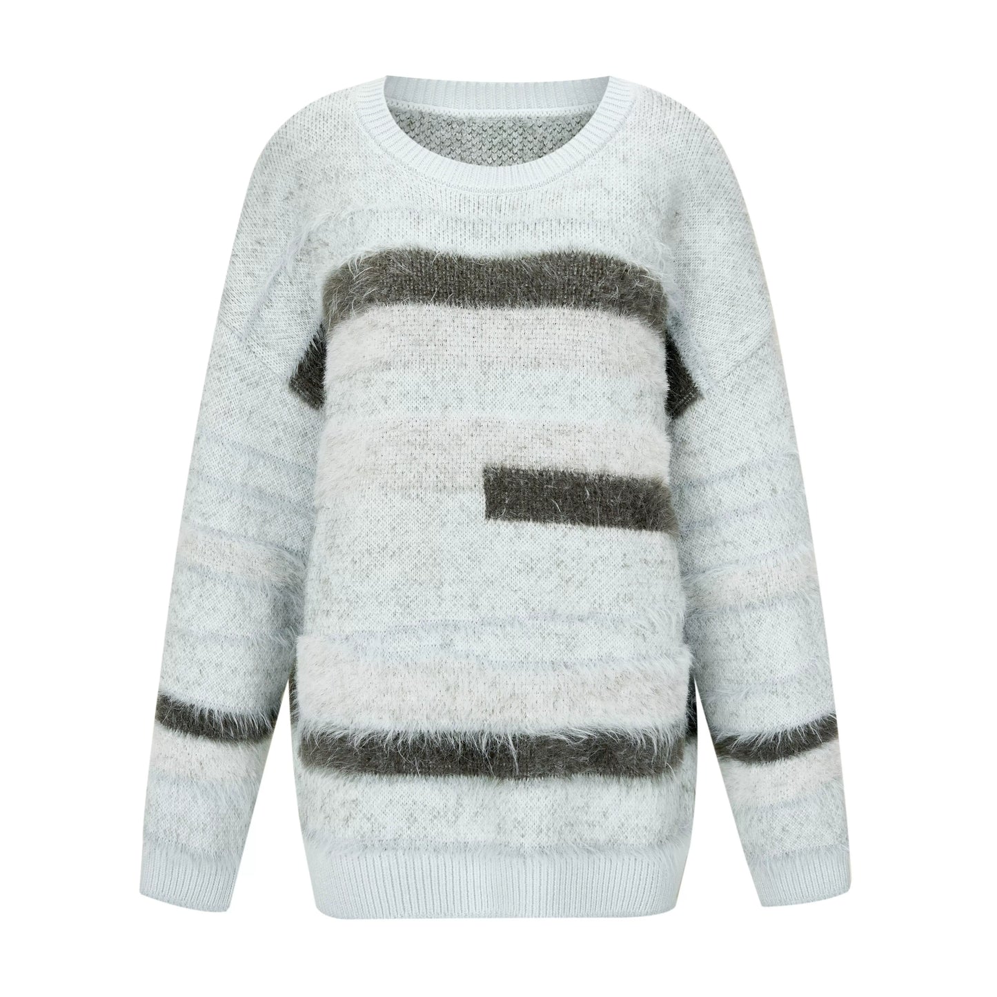 Plush Imitation Mink Fur Two Tone Pullover Sweater