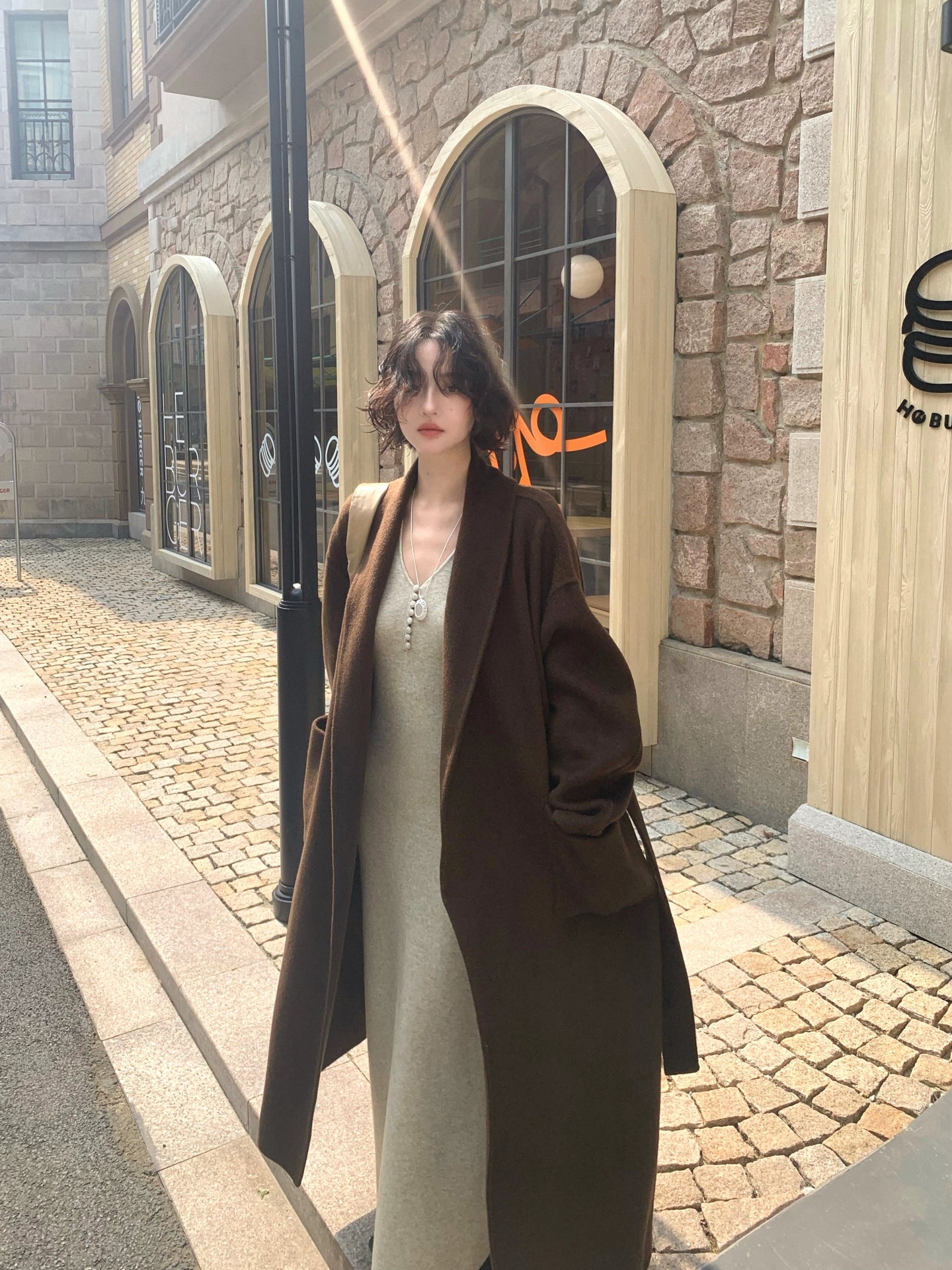 Gathering the Moon 100% Wool Reversible Tweed Long Coat – 2025 AW