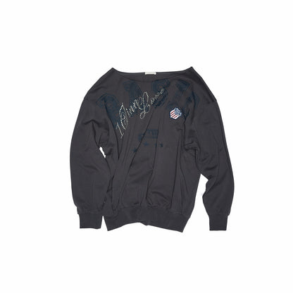 Rhinestone Letter Asymmetric Sweatshirt