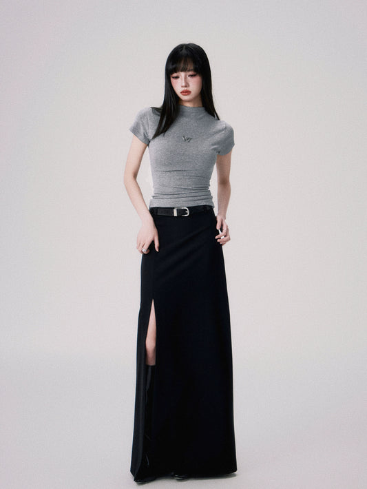 Mid-Rise Straight Suit Maxi Skirt - Restrained Sexy