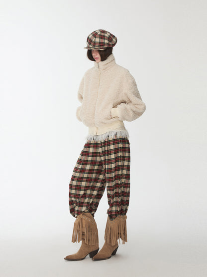 Plaid Wide-Leg Trousers