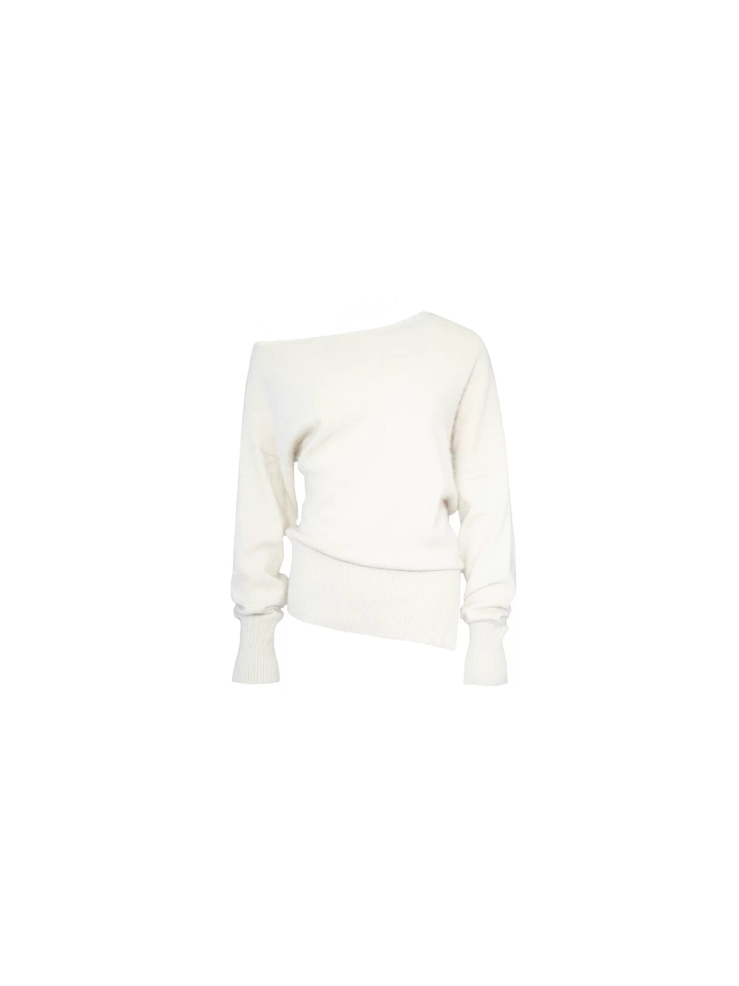 Wine afternoon Hong Kong style retro elegant vintage raccoon fleece wool blend slanted shoulder wool knit top